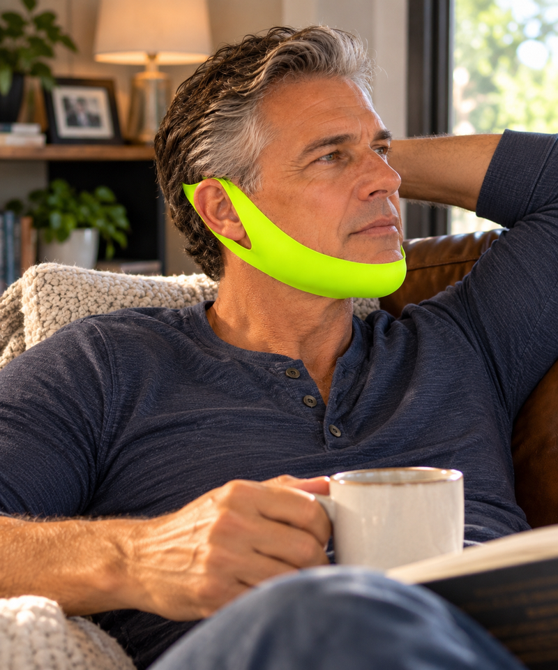Man in his 60s wearing the V-Line cooling mask
